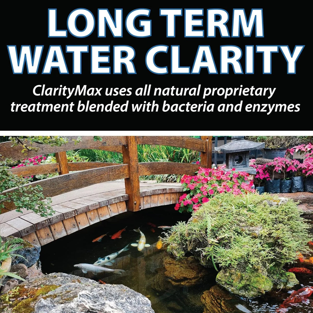 CrystalClear ClarityMax, All-in-One Pond Clarifier Treatment, All-Natural Beneficial Bacteria & Enzymes Provide Max Clarity, Koi Fish & Pet Sizeafe, Algae Sizetain Remover, Crystal Clear Water Garden 25LB