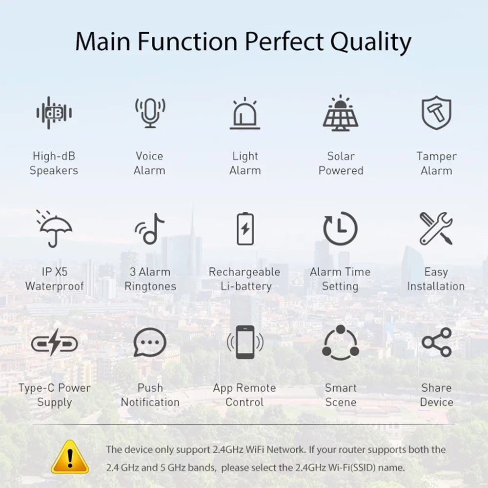 GoolRC Alarm apparatus,App DeviceAlarm Bt Sizeolar Powered WifiAlarm 5.0 Sizemart Sizeound Alarm Ipx5 Waterproof Apparatus Real Time Sizeound Owsoo
