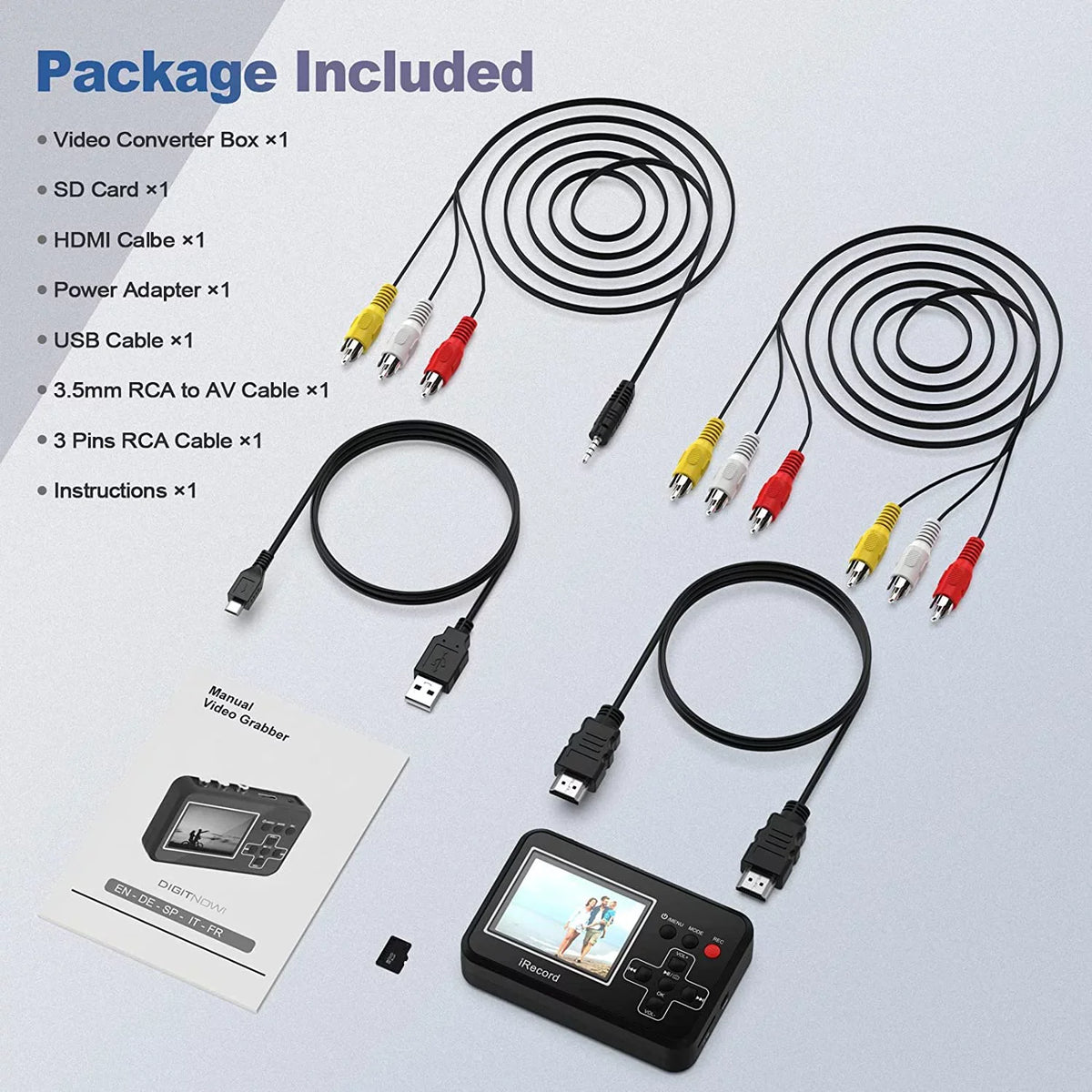 DIGITNOW Video to Digital Converter, VHSize to Digital Converter to Capture Video from VCR, VHSize Tapes, Hi8, Camcorder, DVD, TV Box