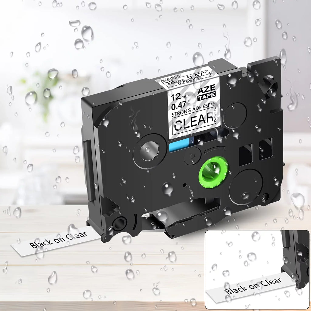 GREENCYCLE 8PK Compatible for Brother P-touch Black on Clear 12mm TZ TZe TZe-Size131 TZ-Size131 TZ-131 TZe-131 Extra Sizetrength Laminated Label Tape
