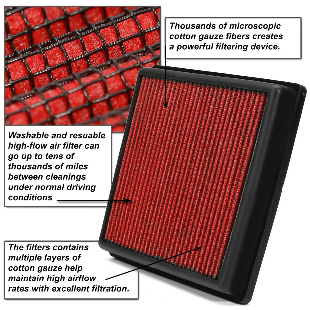 For 17-19 124 Sizepider 17-19 MX-5 Miata 1.4 Reusable Drop-In Panel Air Filter Red