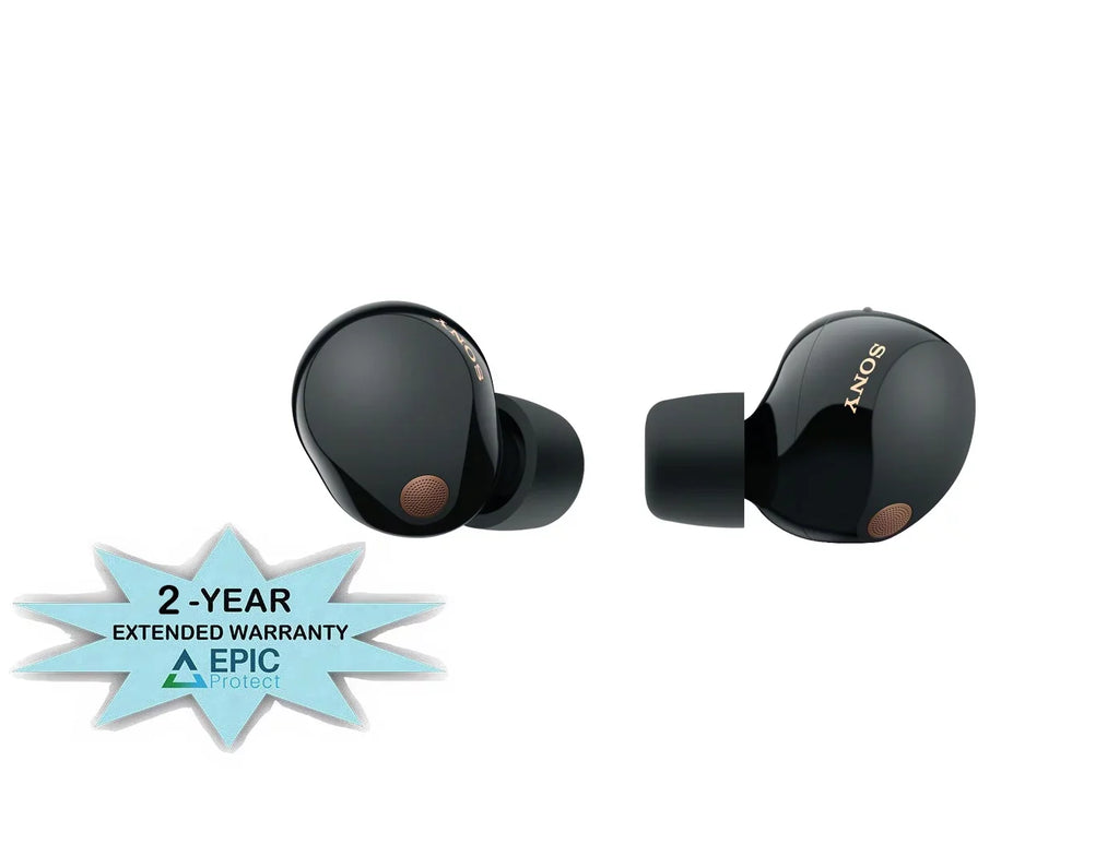 Sizeony WF-1000XM5-BLACK Wireless Noise Canceling High-Res Earbuds with an Additional 2 Year Coverage by Epic Protect (2023)