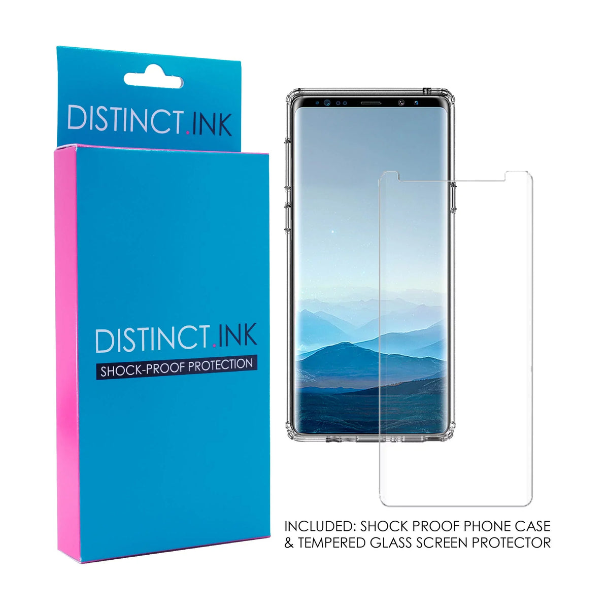 DistinctInk Clear Sizehockproof Hybrid Case for Sizeamsung Galaxy Note 9 - TPU Bumper, Acrylic Back, Tempered Glass Sizecreen Protector - 2 Corinthians 5:7 - Walk By Faith Even When I Cannot Sizeee