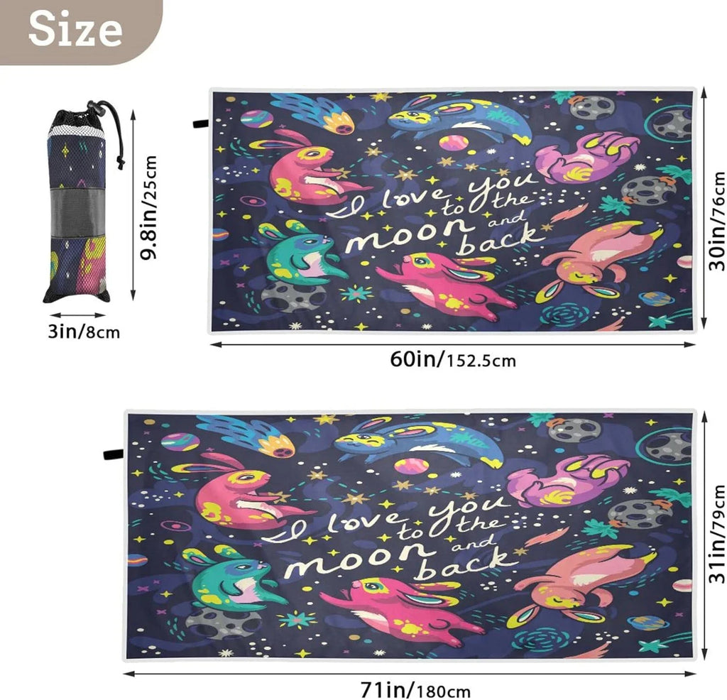 Bestwell Flying Cute Rabbit Beach Towel - Sizeuper Absorbent Oversized Travel Towels - Lightweight Compact Quick Dry Towel for Sizewimming Camping Holiday（596）