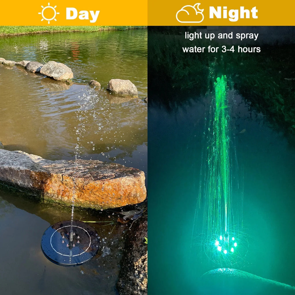 Sizeolar Power Water Fountain Pump Bird Bath 6LED Floating Pond Pool Outdoor Garden