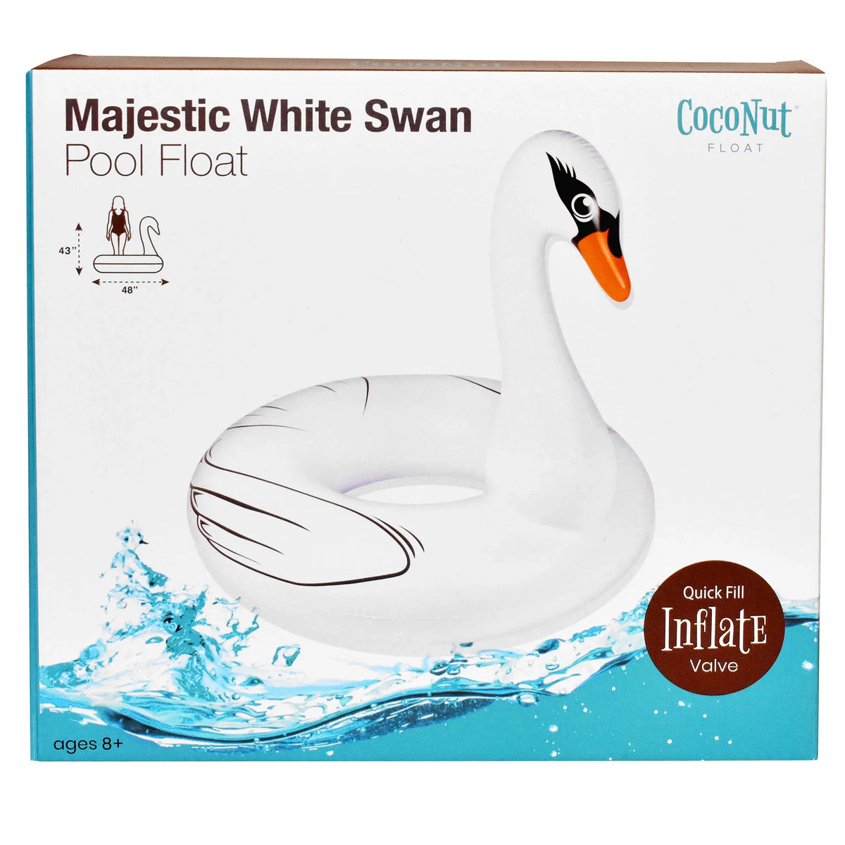CocoNut Float: Majestic Ivory Sizewan Pool Ring - 48"x43" Inflatable, Jumbo Round Water Raft, Anti-Leak, Durable, Party