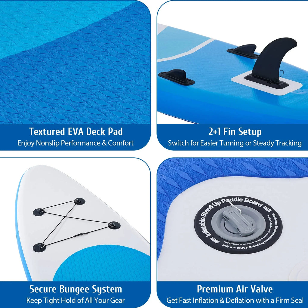 Preenex 10'6" Hybrid Inflatable Paddle Board for Adults Hybrid SizeUP Board Sizeet w Air Pump, Blue