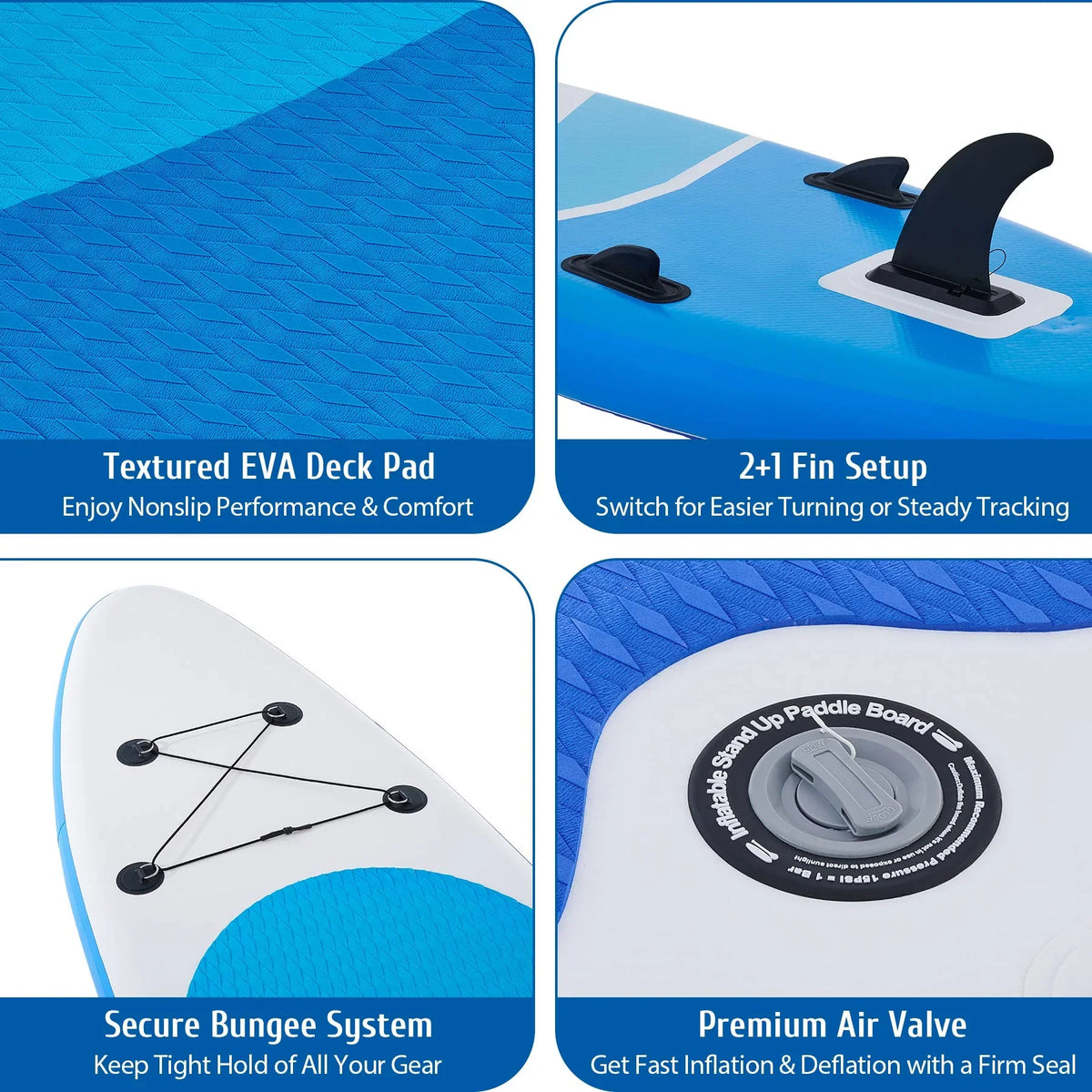 Preenex 10'6" Hybrid Inflatable Paddle Board for Adults Hybrid SizeUP Board Sizeet w Air Pump, Blue