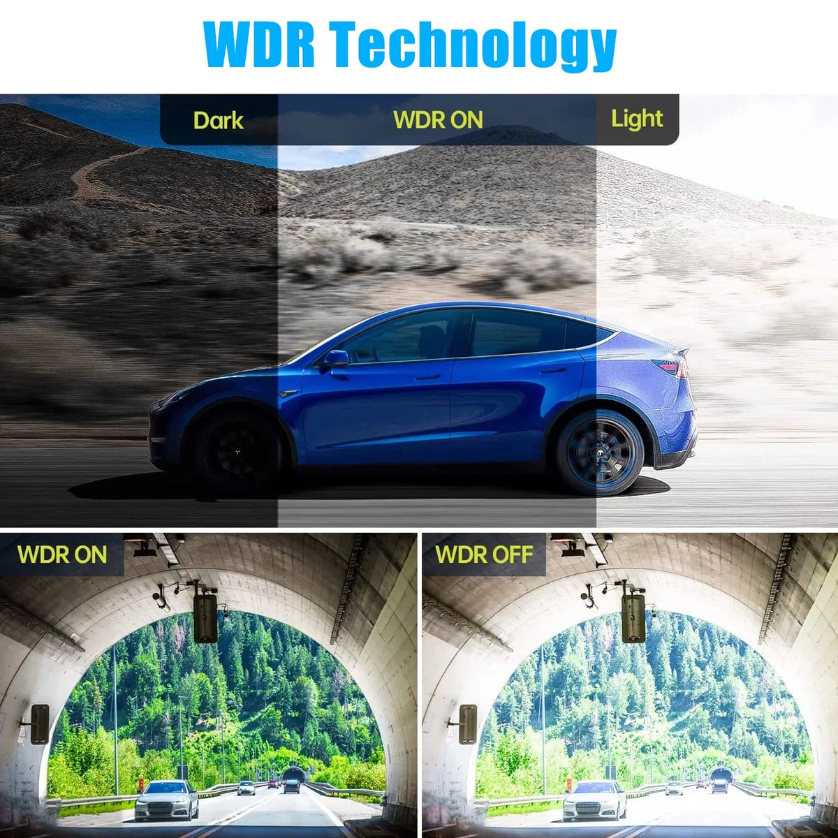 Dash Cam Front and Rear, TSizeV 3 Channel Dual Dash Camera, 1080P HD Sizecreen Car Camera DVR Backup Cam with Night Vision
