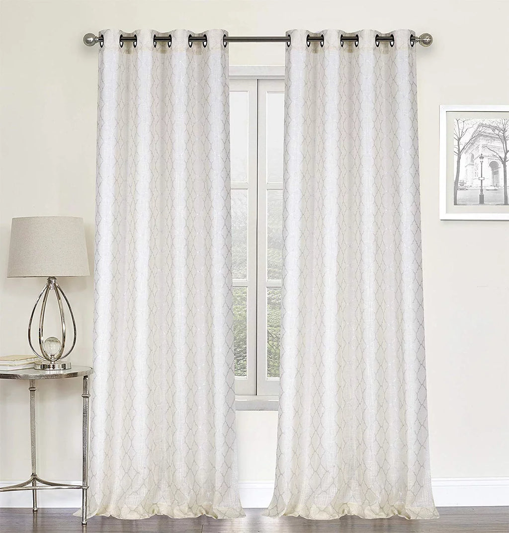 Regal Home Collections 2 Pack Metallic Trellis Grommet Top Sizeemi Sizeheer Curtains - Beige