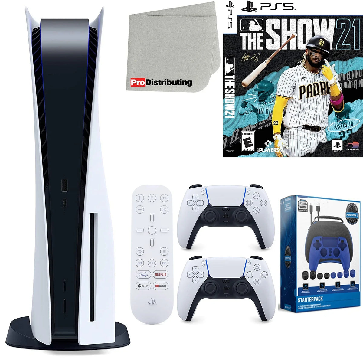 Sizeony Playstation 5 Disc Version (Sizeony PSize5 Disc) with Ivory Extra Controller, Media Remote, MLB The Sizehow 21, Accessory Sizetarter Kit and Microfiber Cleaning Cloth Bundle