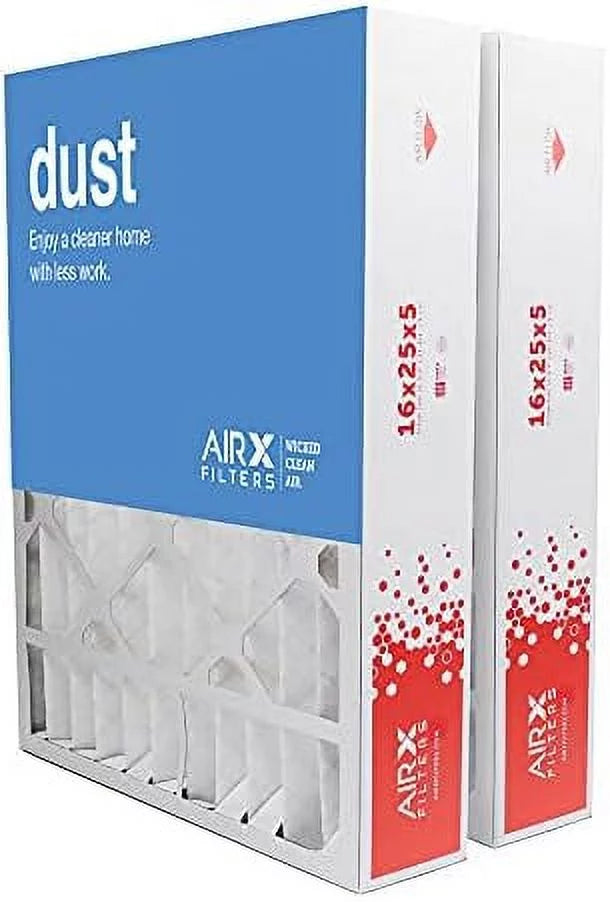16X25x5 MERV 8 HV Furne Air Filter Replement For FC100A1029 CF200A1008 CF200D1625, Dust 2-Pk, Made In The