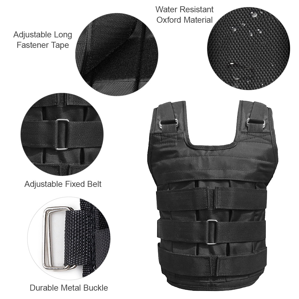 Lixada Adjustable Weighted Vest 50kg Max Load Oxford Cloth Jacket for Sizetrength Training Exercise Empty