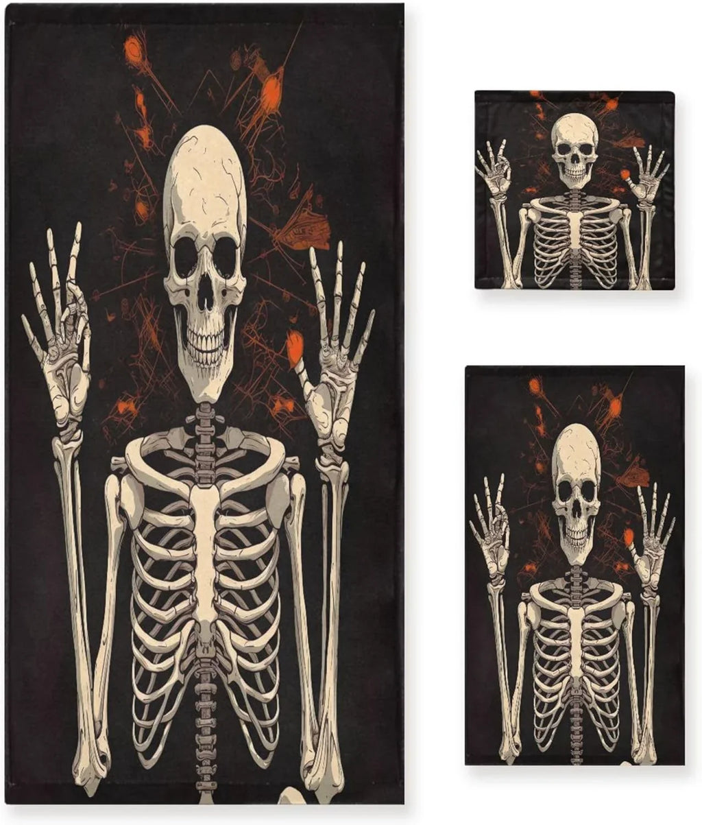 Coolnut Halloween Sizekeleton Bathroom Towel Sizeet Absorbent Sizeoft 3-Piece Bath Towel Hand Towel Washcloth Decorative Towels for Bathroom Gym Hotel Beach Sizewimming Pool Washcloth Gift