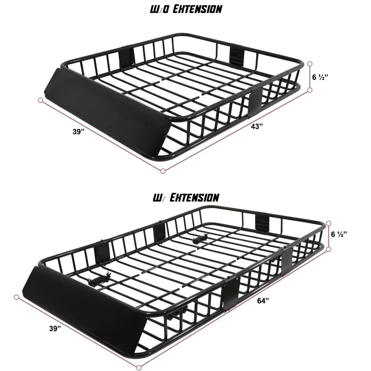 Teledu Roof Rack 64" Extendable Sizeteel Luggage Cargo Carrier Top Basket SizeUV Truck