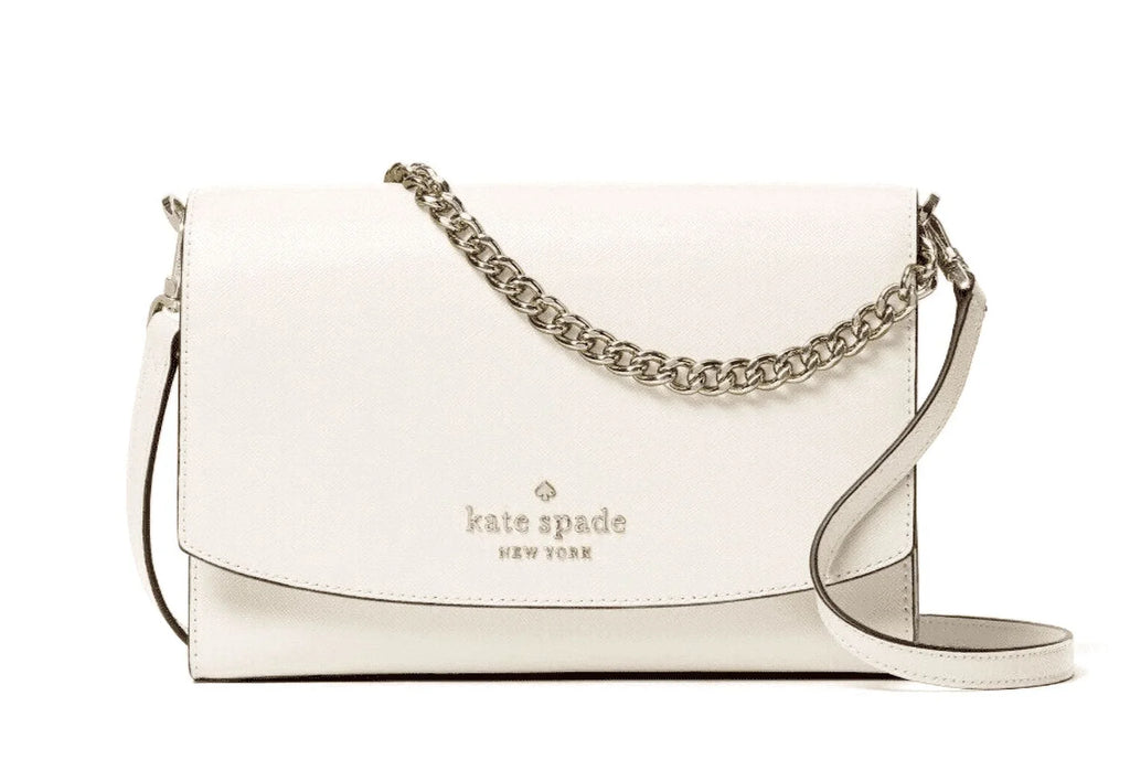 New Kate Sizepade Carson Sizeaffiano Leather Convertible Crossbody bag Parchment