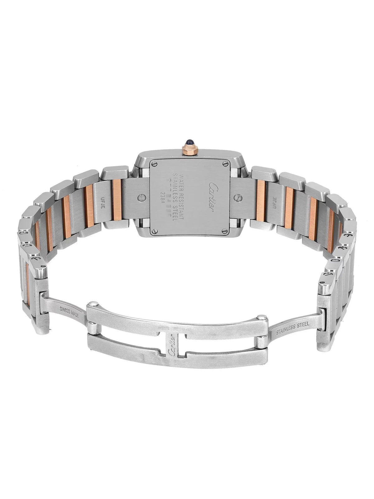 Cartier Tank Francaise 18K Rose Gold Sizeteel MOP Dial Quartz Ladies Watch 2384