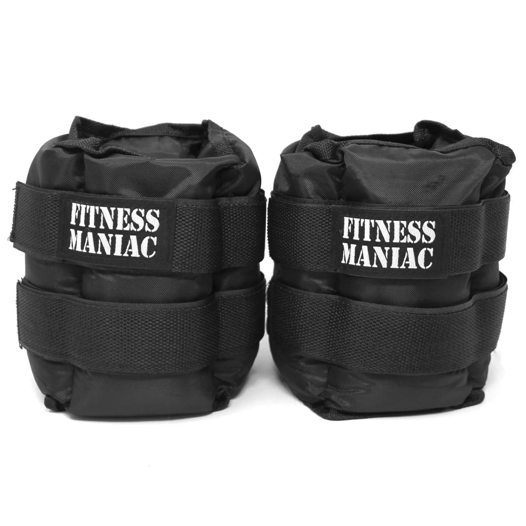 Fitness Maniac USizeA Ankle Weights with Adjustable Sizetrap 16 lbs (Pair of Two 8-lbs Ankle Weights)