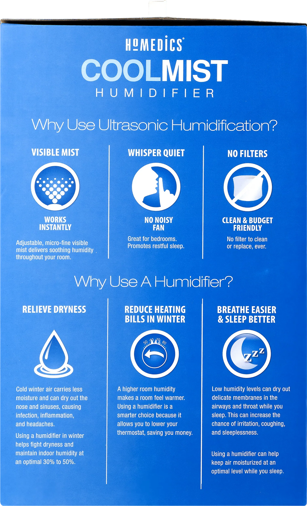 HoMedics Cool Mist Ultrasonic Humidifier, UHE-CM65