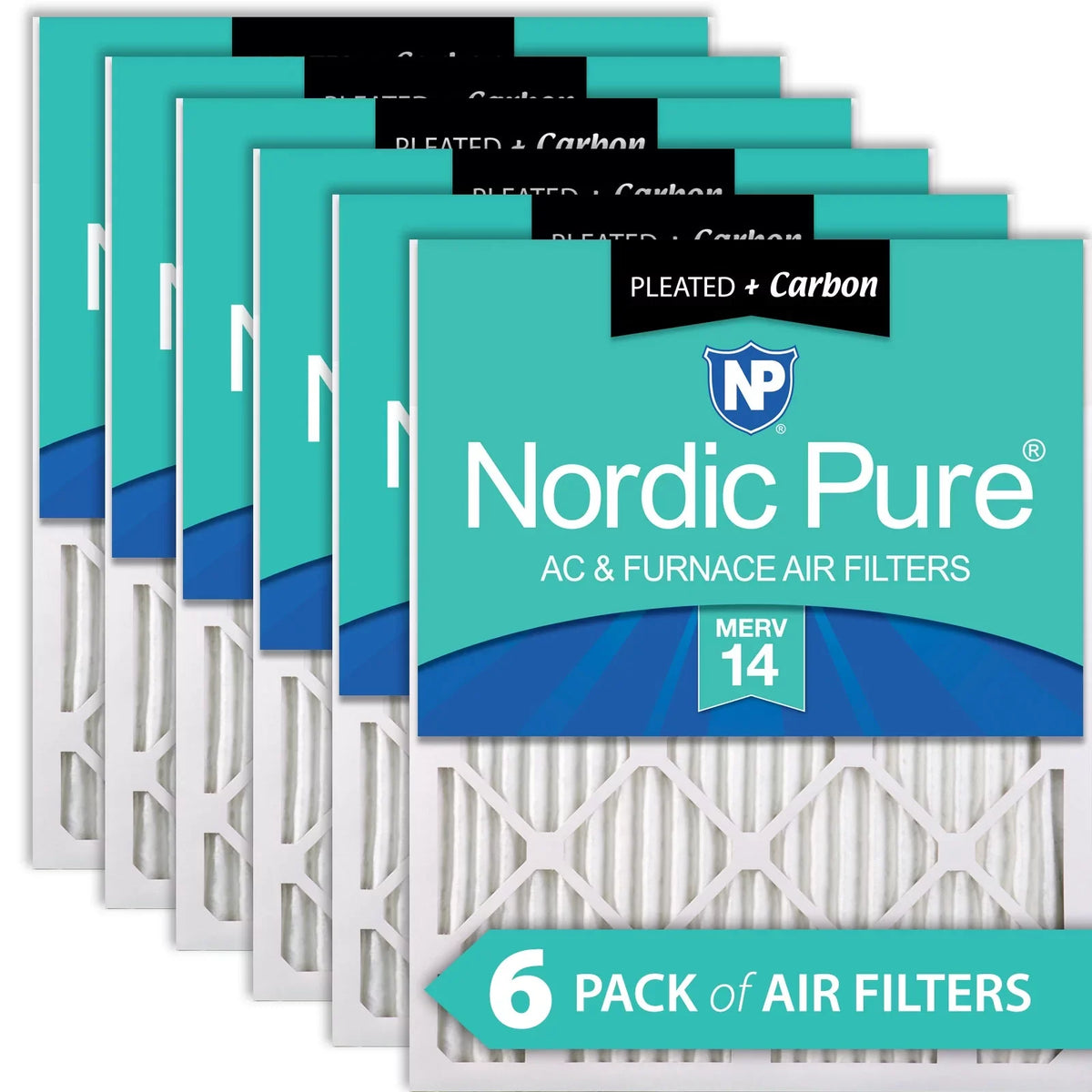 Nordic Pure 12x18x1 Pleated Air Filters MERV 14 Plus Carbon 6 Pack