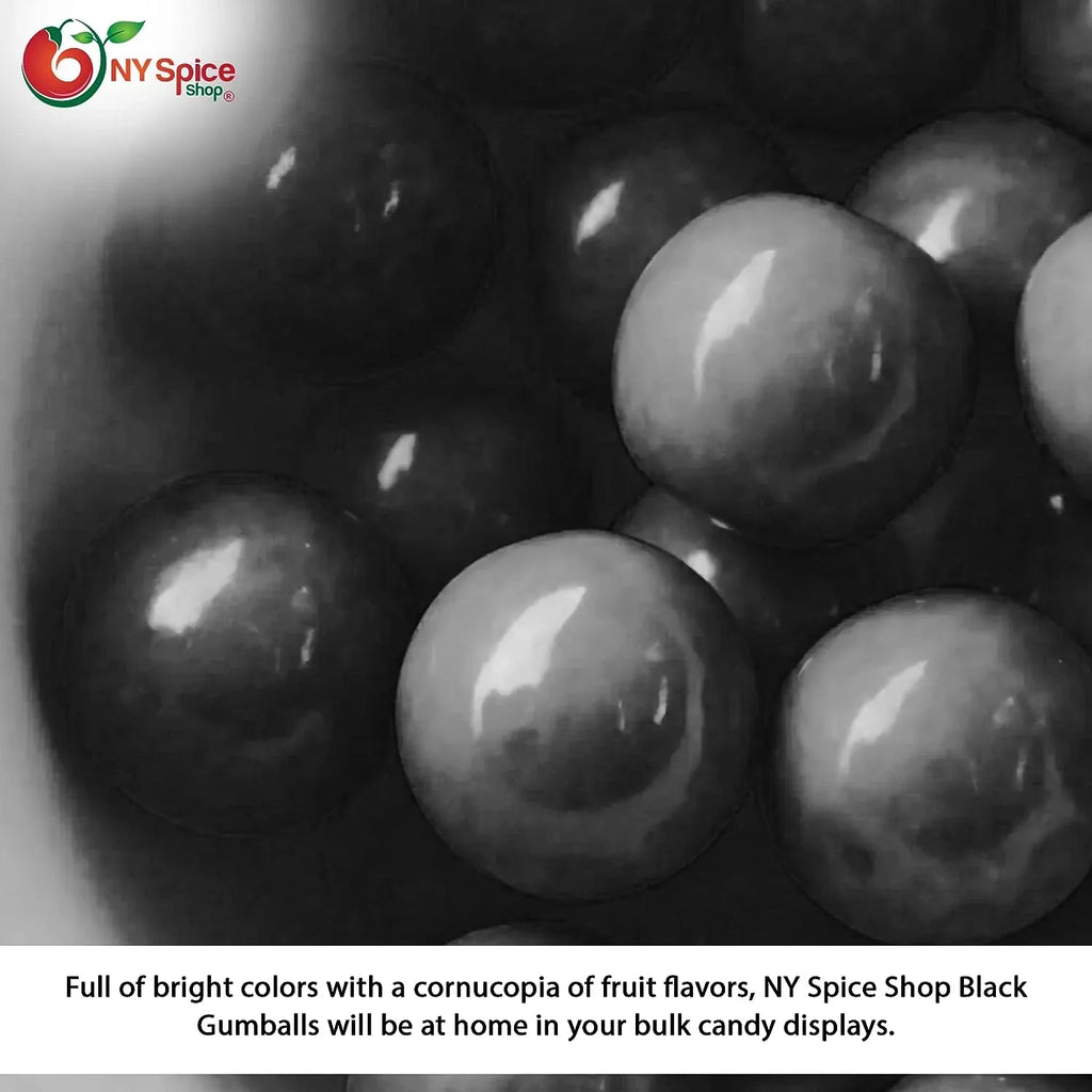 NY SizePICE SizeHOP Black Gumballs - 5 Pound - Approx. 50 Pieces Per Pound - Tutti Frutti Flavor