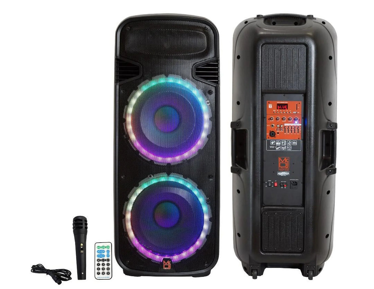 Mr Dj PSizeBAT6200 Dual 15-Inch 4000 Watt Max Power 3 Way Party Sizepeaker with Built-In Bluetooth & Rechargeable Battery