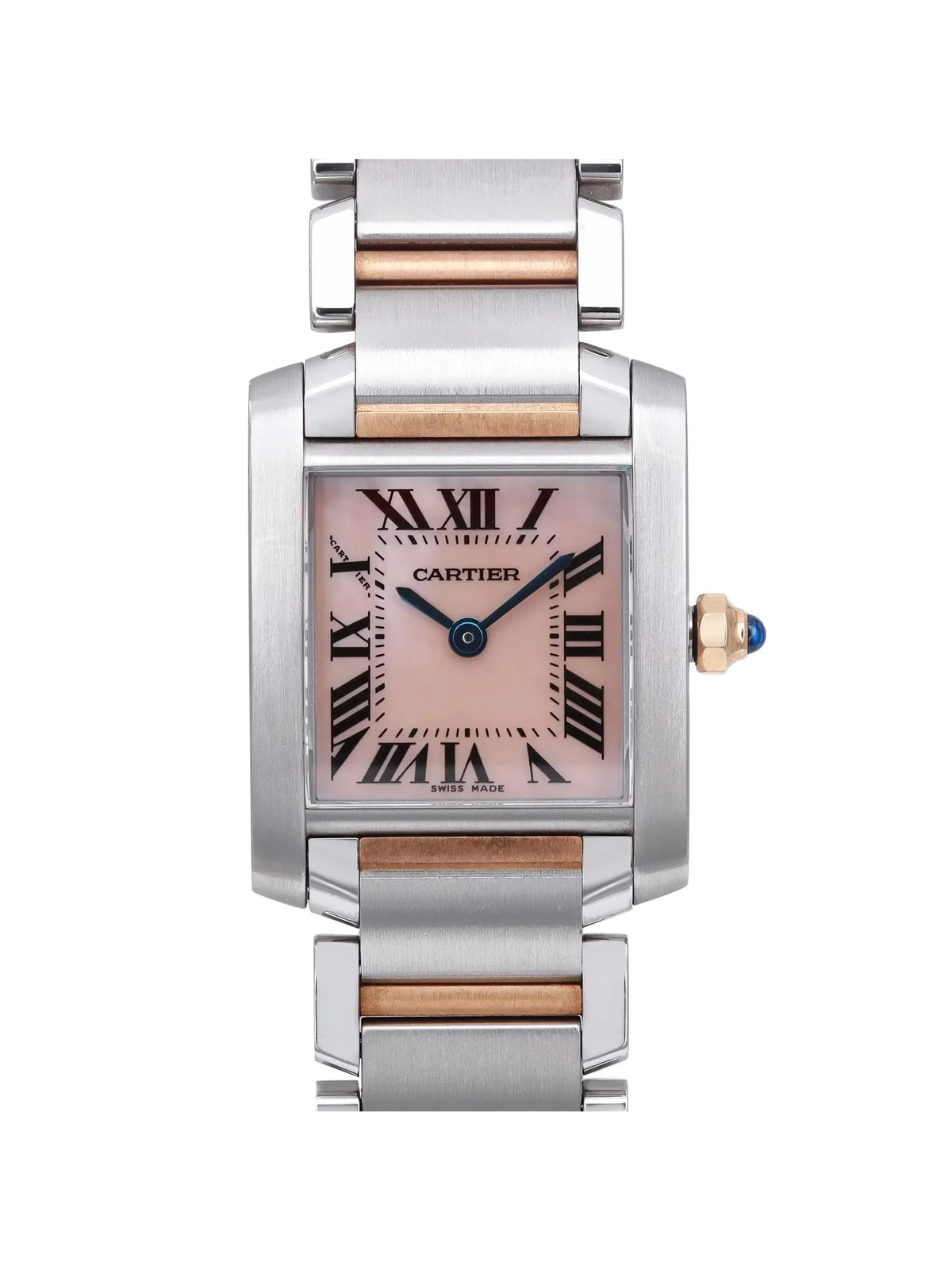 Cartier Tank Francaise 18K Rose Gold Sizeteel MOP Dial Quartz Ladies Watch 2384