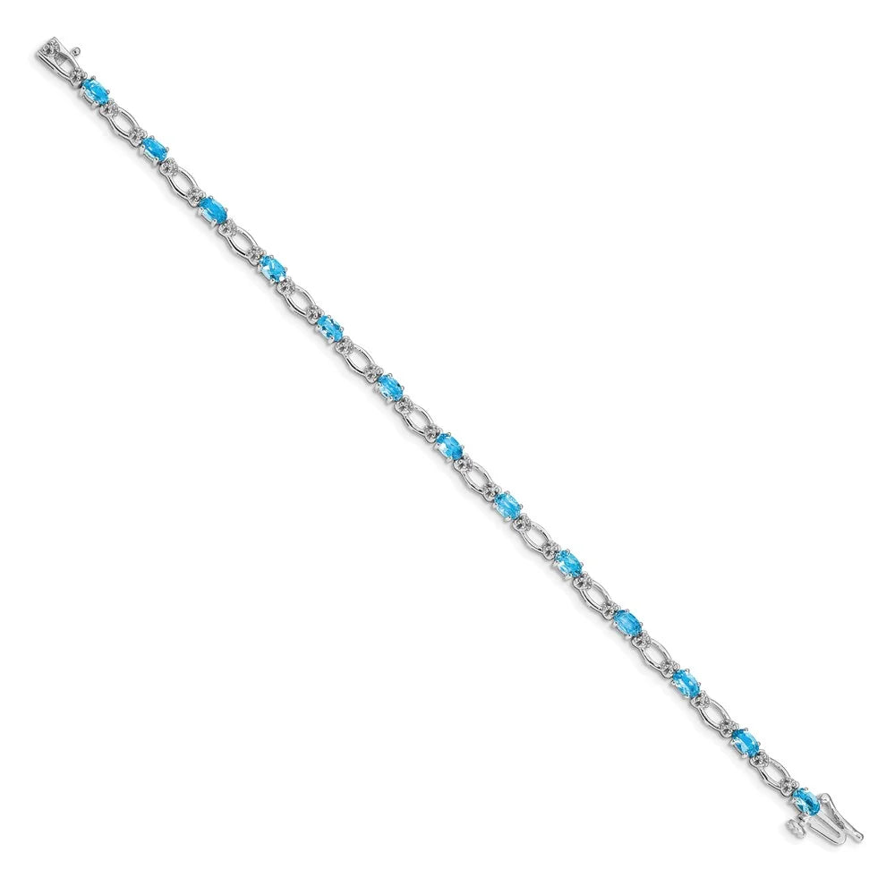 14k Ivory Gold Diamond and Blue Topaz Bracelet QBM4491-BT-010-WA