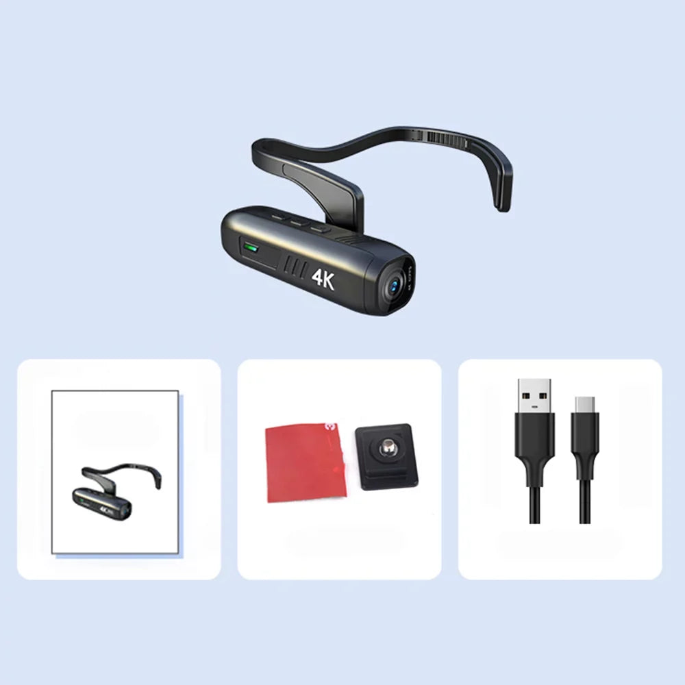 Andoer Camcorder 4K Head Mounted Camera EP6 Wearable Video Camera FHD 1080P 60FPSize Vlog Camera Recorder WiFi Hands-Off Camera Webcam