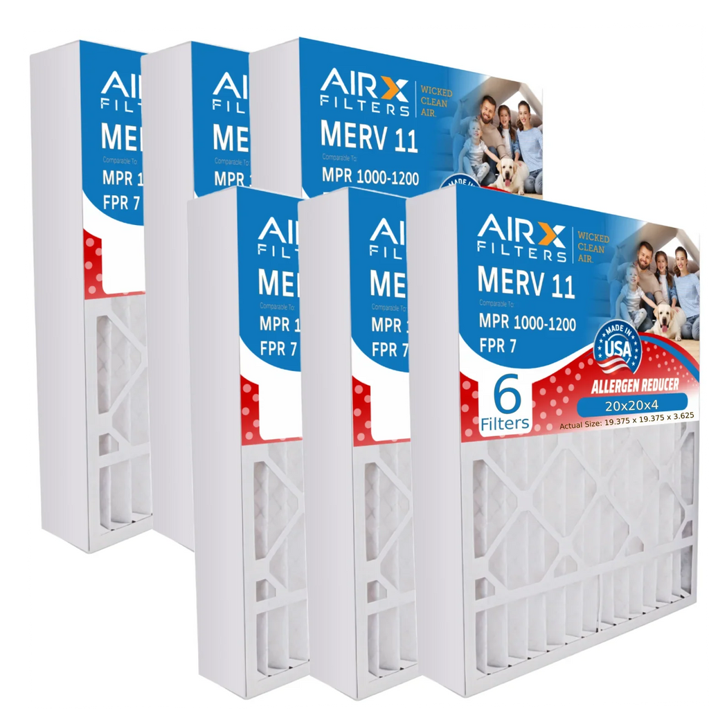 20x20x4 Air Filter MERV 11 Comparable to MPR 1000, MPR 1200 & FPR 7 Compatible with Ivory Rodgers FR1600M-111 Premium USizeA Made 20x20x4 Furnace Filter 6 Pack MERV 11 by AIRX FILTERSize WICKED CLEAN AIR.
