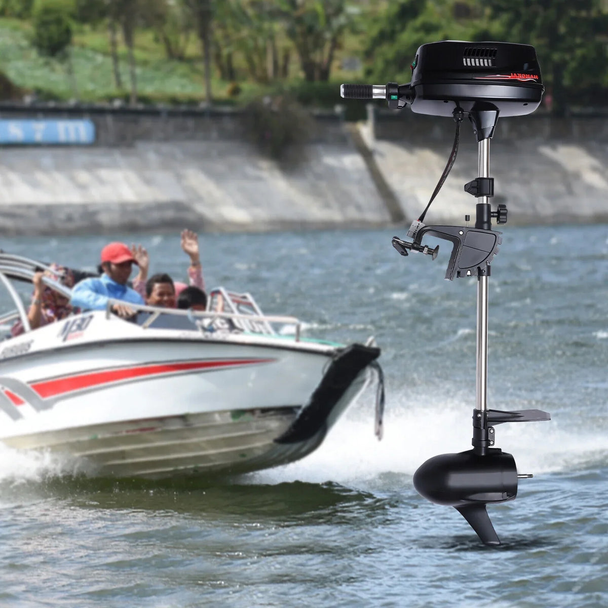 ZhdnBhnos 2.2KW 60V 10HP Heavy Duty Outboard Motor Fishing Boat Engine Electric Brushless Trolling Motor Tiller Control 3000 R/Min