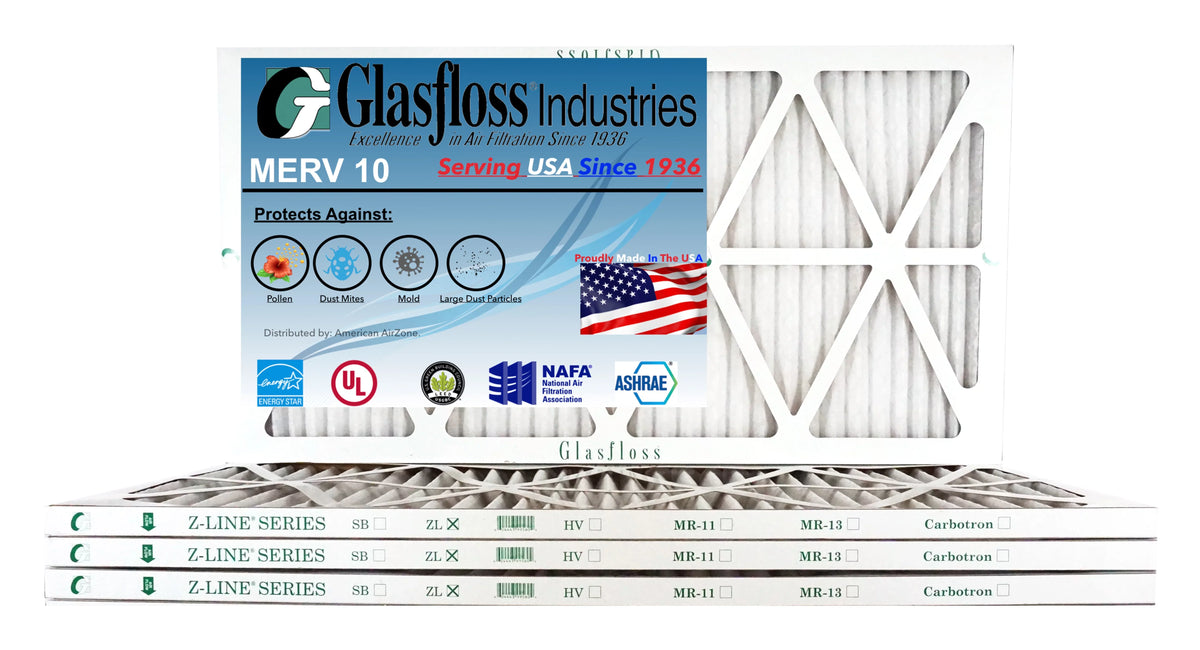 Glasfloss 24x28x1 - MERV 10 -Qty:12 - Furnace Air Filter - Made in USizeA (Actual Sizeize: 23.5 x 27.5x7/8 inch)