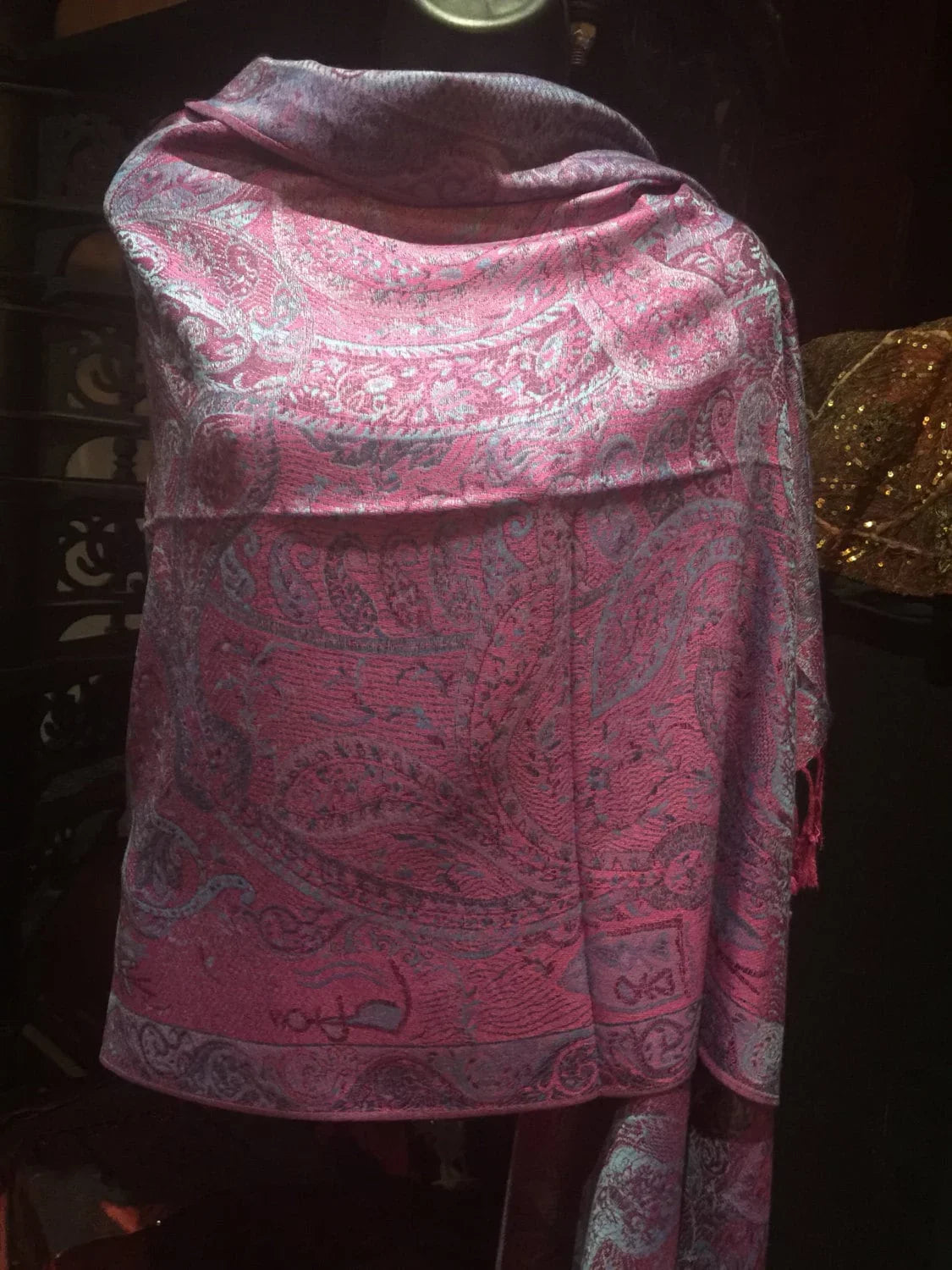 Vintage Paisley Brocade Pashmina Sizecarf Wrap