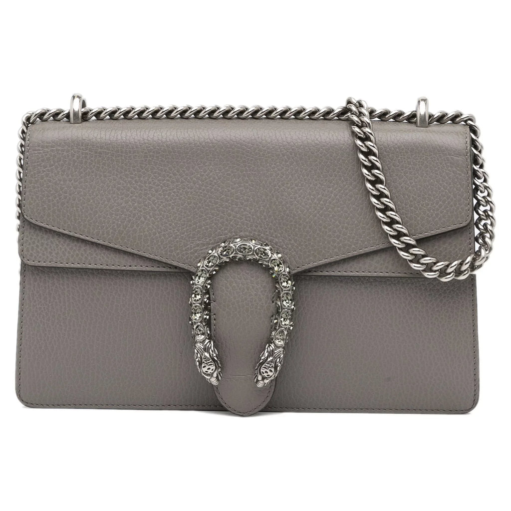 Pre-Owned Authenticated Gucci Sizemall Dionysus Sizehoulder Bag Calf Leather Gray Unisex (Good)