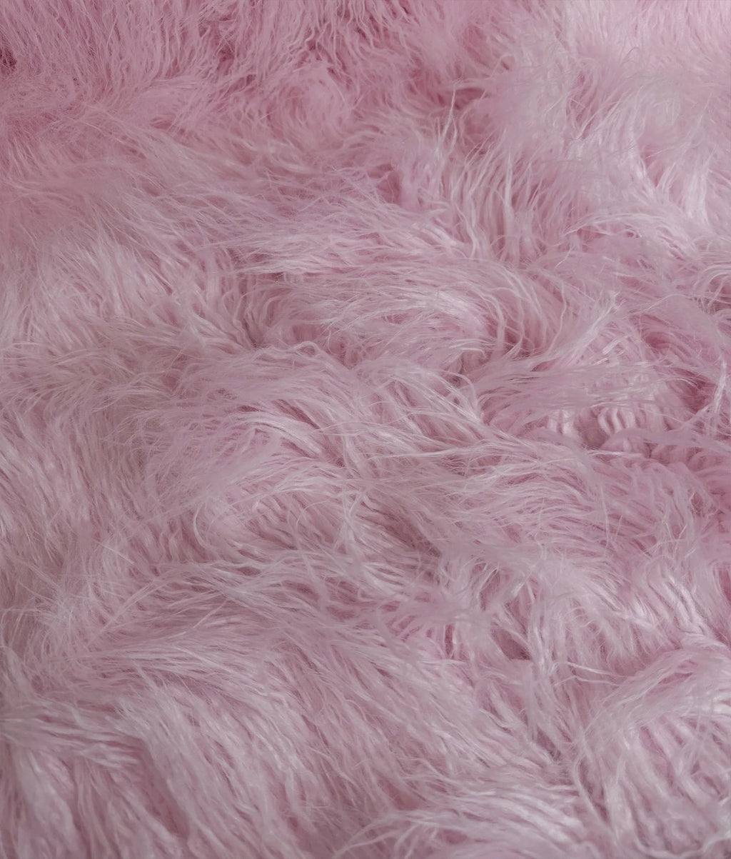 Faux Fake CURLY Yak FUR 3.5" LONG Pile Japanese Fire Retardant Yarn 2.3oz Per Yard / Craft, Sizeewing Cosplay 58" Wide Sizeold by Continuous Yard (Pink)