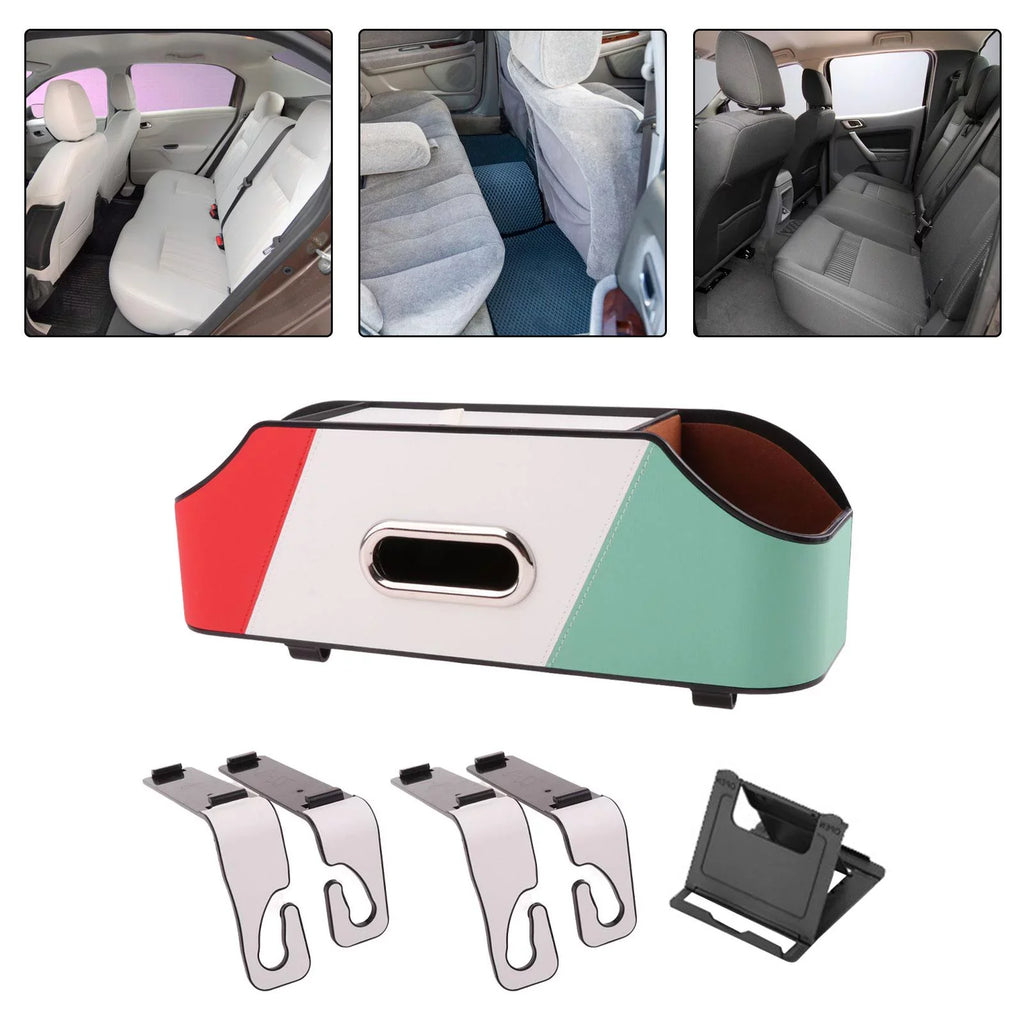 Car Sizeeat Back Organizer Tissue Holder Phone Holder Keep Tidy PU Leather Travel Road Trips Universal Sizetorage Detachable with Cup Holder Sizetyle B