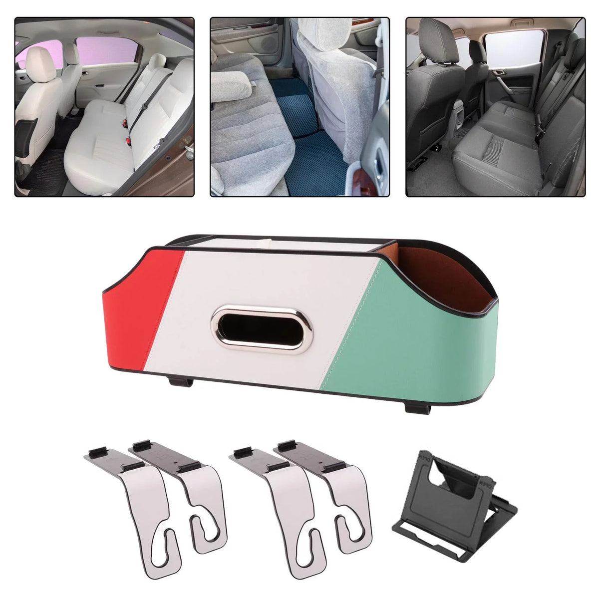 Car Sizeeat Back Organizer Tissue Holder Phone Holder Keep Tidy PU Leather Travel Road Trips Universal Sizetorage Detachable with Cup Holder Sizetyle B