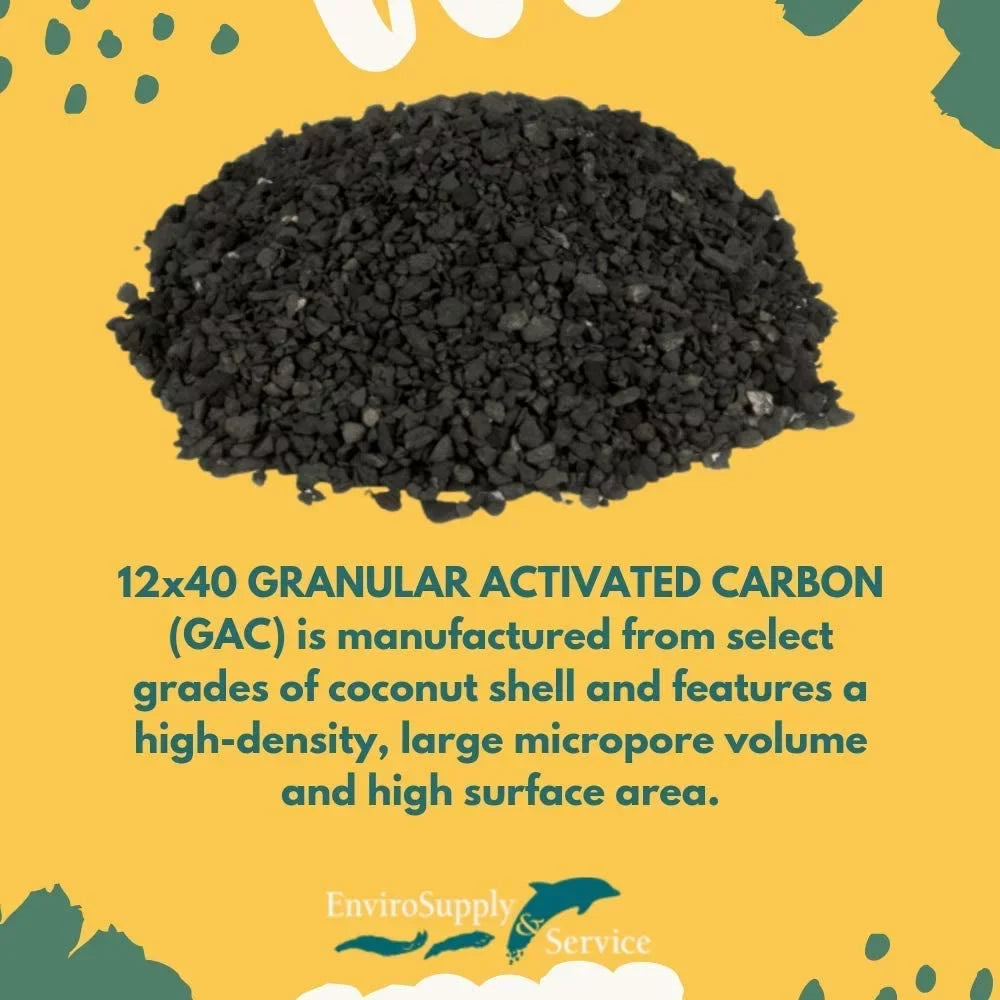 EnviroSizeupply 12x40 Ultra Pure Prewashed Virgin Coconut Sizehell Activated Carbon (Water Filtration, Aquarium Cleaning Charcoal) - Resealable 27.5 Pound Bag