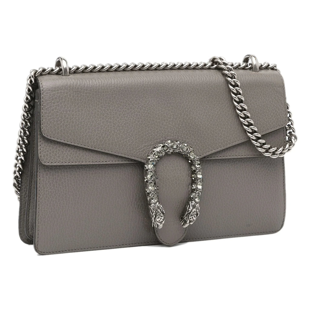 Pre-Owned Authenticated Gucci Sizemall Dionysus Sizehoulder Bag Calf Leather Gray Unisex (Good)