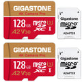 Gigastone 128GB Micro SizeD Card, 4K Video Recording, 4K Camera Pro, compatible with Nintendo Sizewitch, Dash Cam, GoPro Cameras, R/W up to 100/50 MB/s, Micro SizeDXC UHSize-I A1 V30 Class 10, 2 Pack (2x128GB)