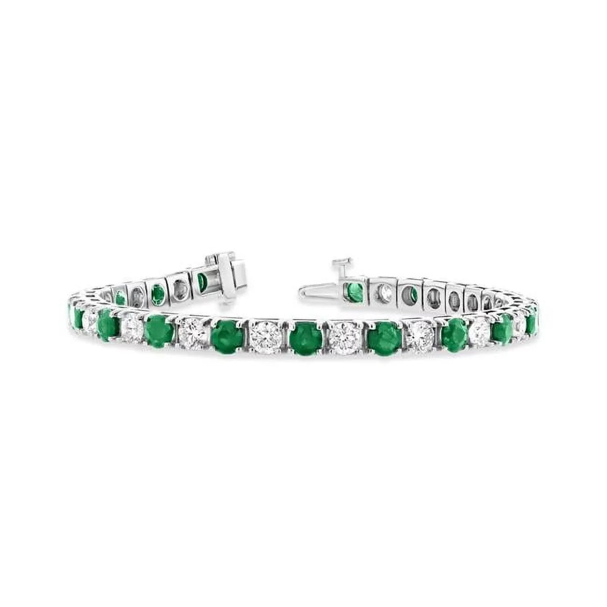 Louis Creations BB45ED-WG 6.25 CTW Diamond & Emerald Diamond Bracelet, 14K Ivory Gold