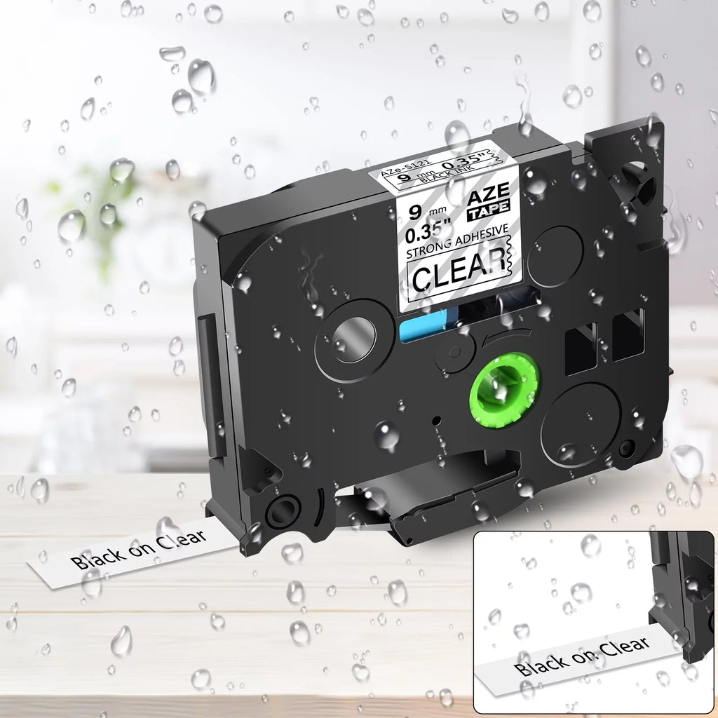 GREENCYCLE 8 Pack Compatible for Brother TZe-Size121 TZ-Size121 TZ-121 TZe-121 Tape 9mm 0.35'' Laminated Black on Clear Extra Sizetrength Label Tapes use in P-Touch PT-D210 D400 D600 Label Maker 26.2ft 8m