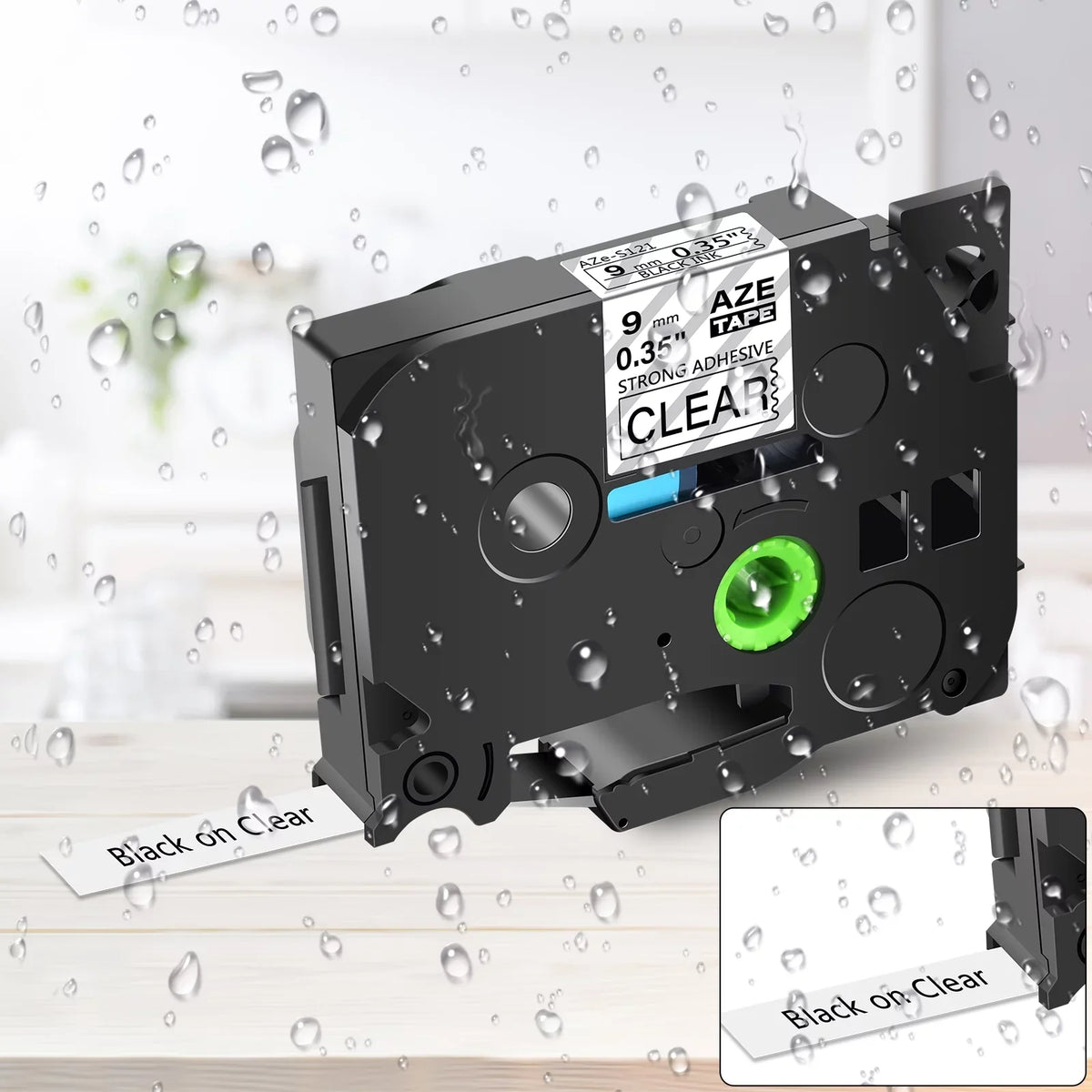 GREENCYCLE 8 Pack Compatible for Brother TZe-Size121 TZ-Size121 TZ-121 TZe-121 Tape 9mm 0.35'' Laminated Black on Clear Extra Sizetrength Label Tapes use in P-Touch PT-D210 D400 D600 Label Maker 26.2ft 8m