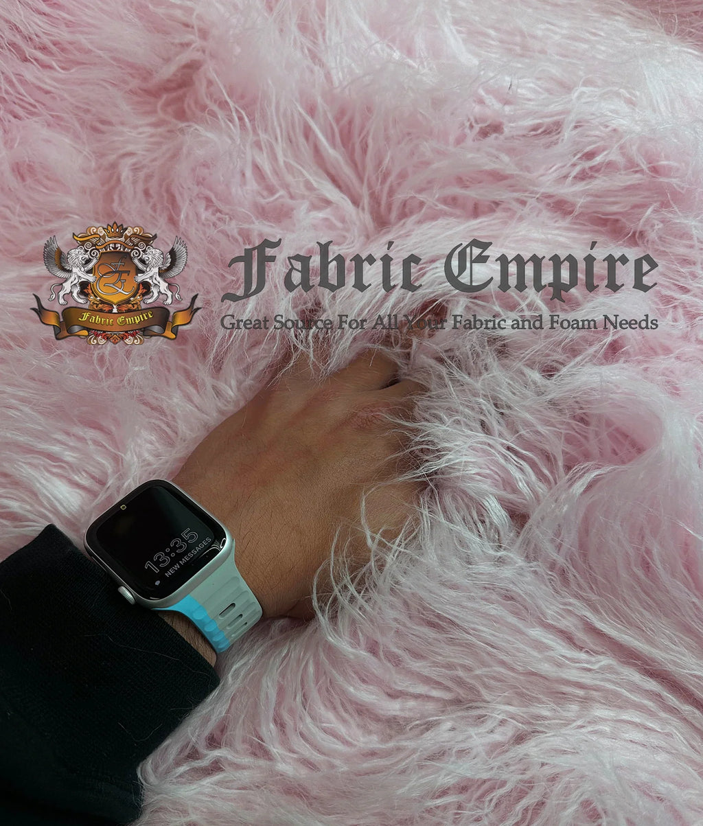 Faux Fake CURLY Yak FUR 3.5" LONG Pile Japanese Fire Retardant Yarn 2.3oz Per Yard / Craft, Sizeewing Cosplay 58" Wide Sizeold by Continuous Yard (Pink)