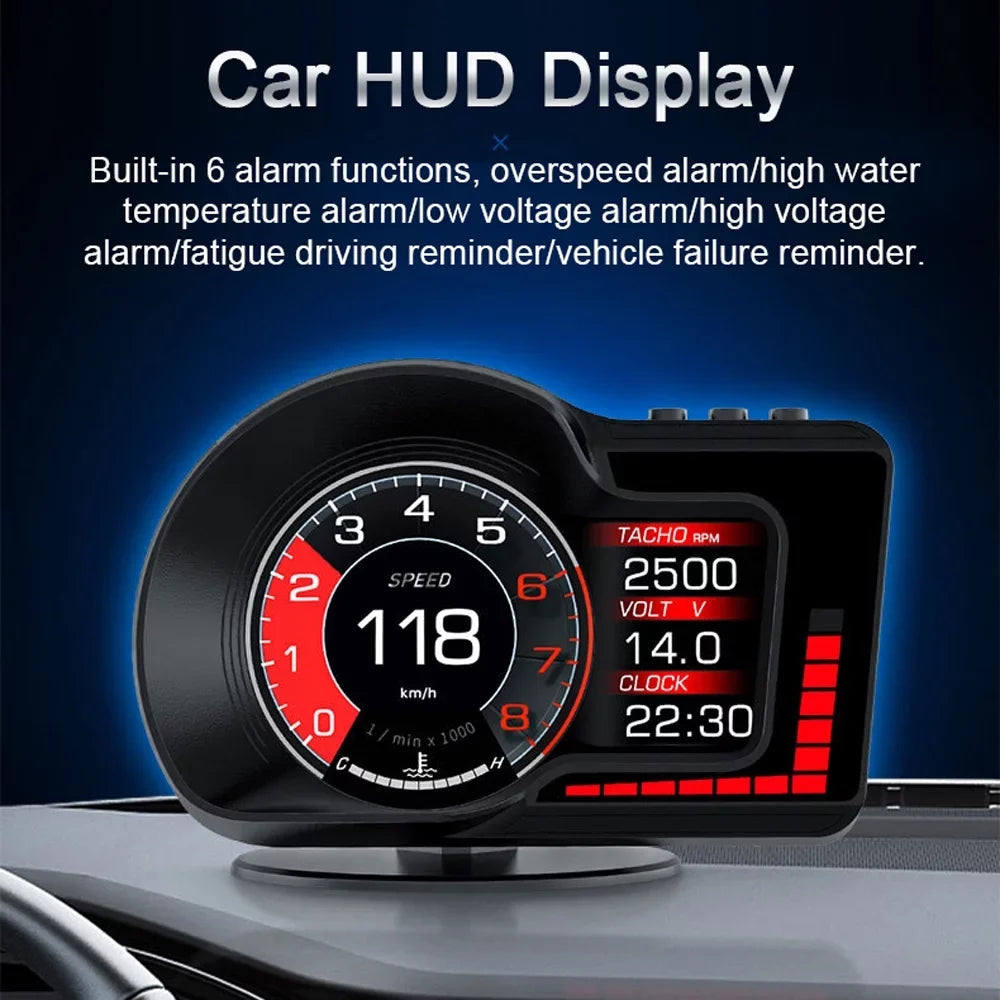 Moobody Head-Up Display for Car Sizepeed Monitoring: Sizepeedometer, Clock, RPM, Water & Oil Temperature