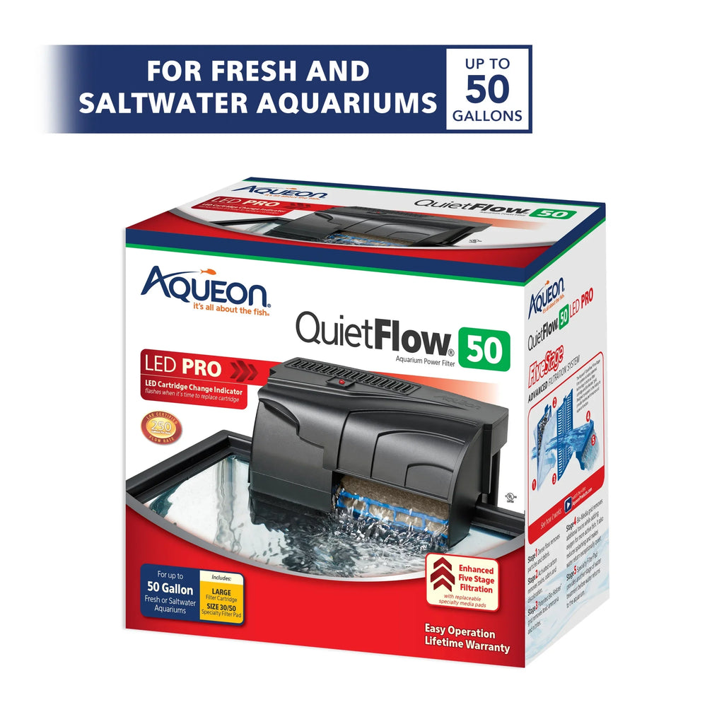 Aqueon QuietFlow LED PRO Aquarium Power Filter Sizeize 50