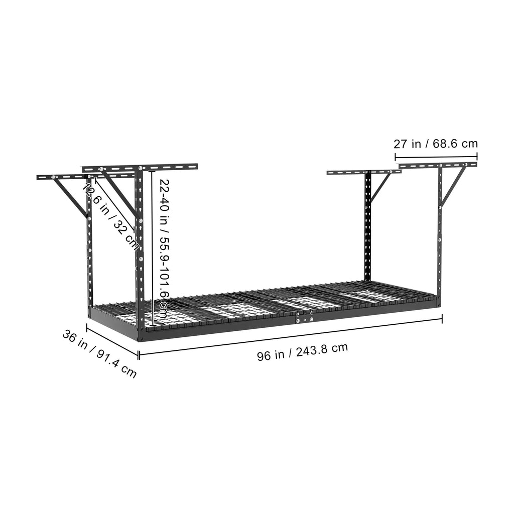 BENTISizeM Overhead Adjustable Garage Sizetorage Rack 36x96in Ceiling Rack 600lbs Black