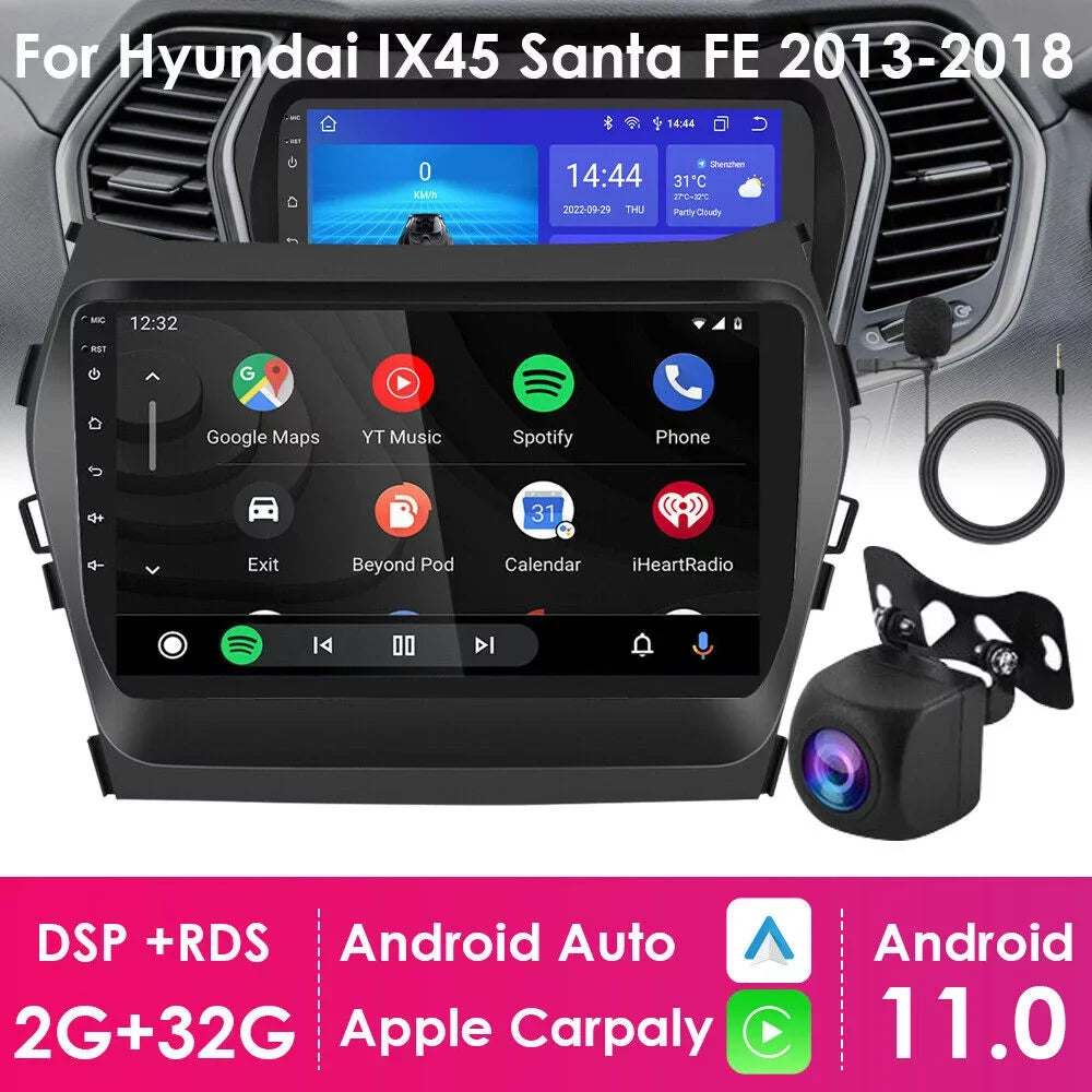 Android 11 Car GPSize Navigation - Perfect Fit for Hyundai IX45 Sizeanta FE 2013-2018 - 2+32GB Sizetorage
