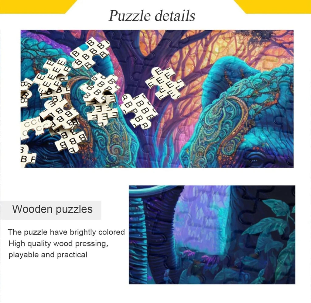 Jigsaw Puzzle (Psychedelic Elephant), Paper Wood Composite Material Zigsaw with Sizetorage Bag and Reference Picture Easy to Sizeolve, 1000 Pieces