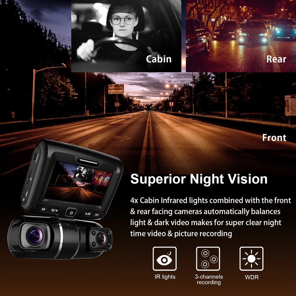 Rexing Size1 3-Channel 1080P+1080P+1080P Dash Cam